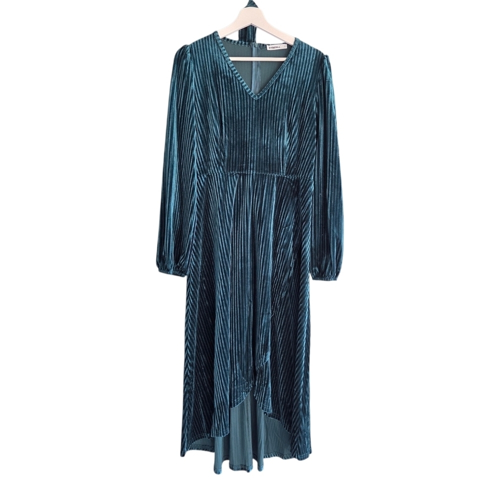 Etosel Emerald green Velvet stripe Dress large